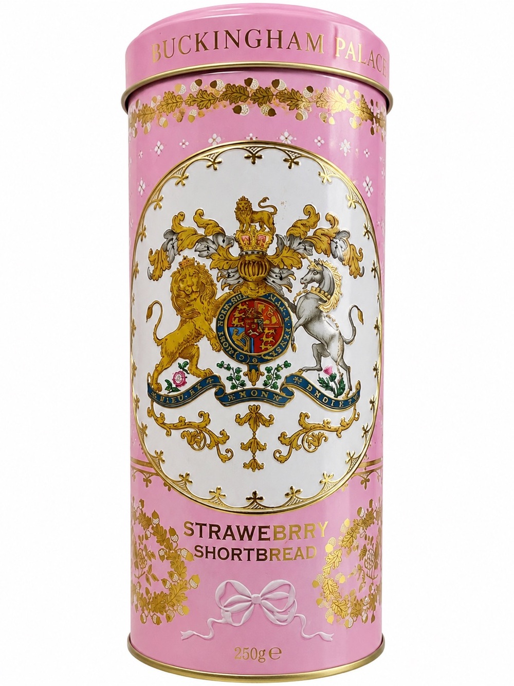 Authentic, Buckingham Palace Strawberry Shortbread Decorative Tin -Pink,Gold 🩷👑🩷
